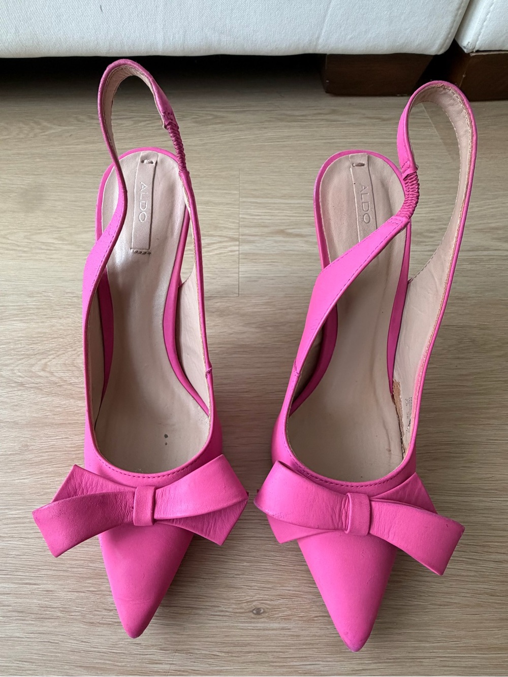 Aldo Hot Pink Bow Slingback Pointed Pumps